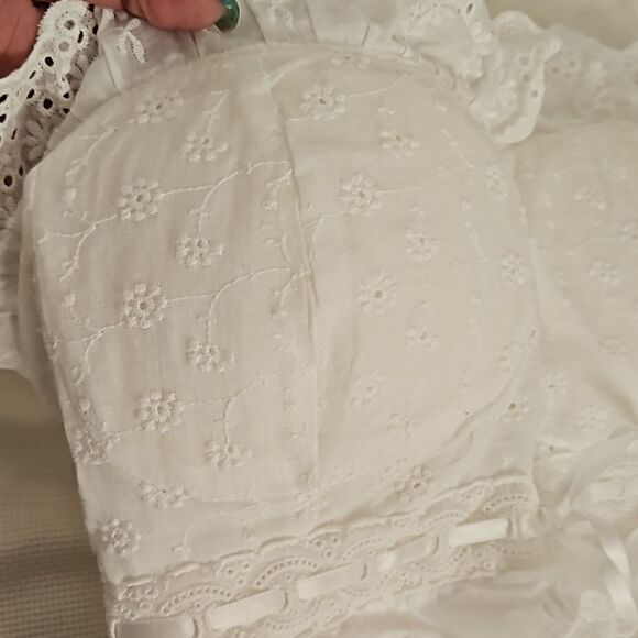 Sunfere Eyelet Embroidery Spaghetti Straps Maxi Dress With Back Slit Large White - Picture 10 of 16